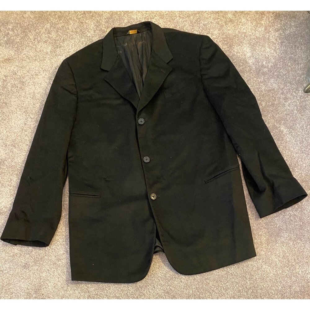 Donna Karan Signature Mens Black Blazer Made In Italy  100% Cashmere Classic Fit